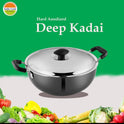 India Gold Aluminium Hard Anodised Kadhai - Black, 480g, Modern Style, 17 cm