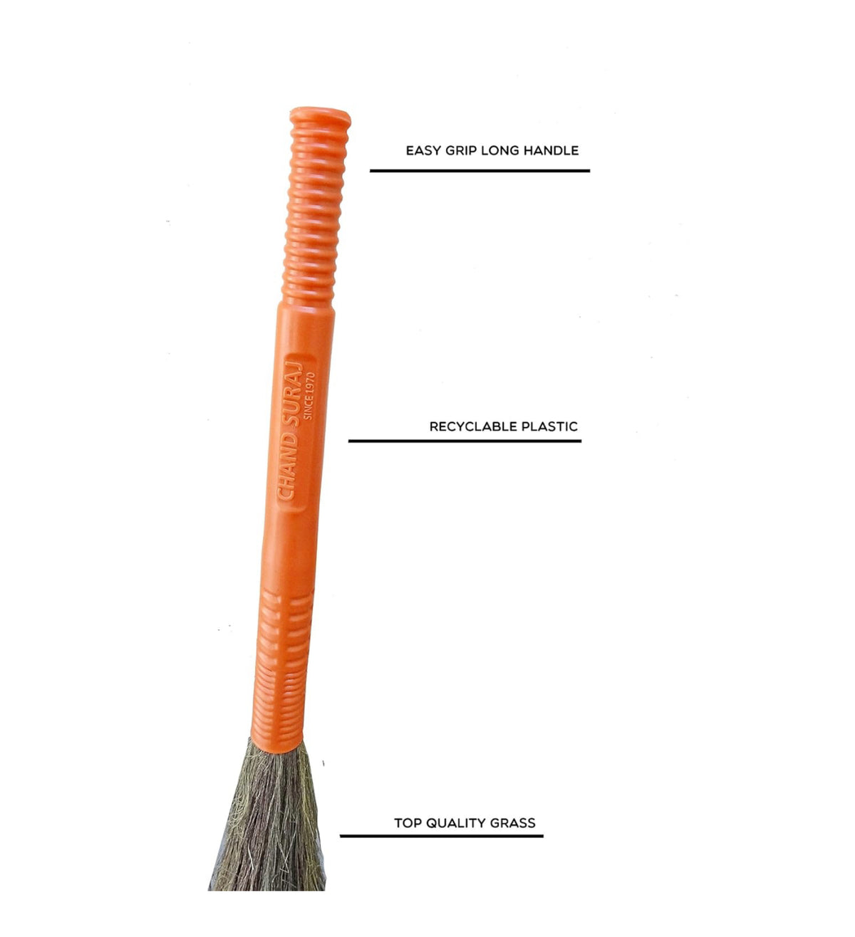 Chand Suraj Natural Grass Broom Maxel With Sturdy Grip For Efficient Long Lasting Cleaning On All Floor Types