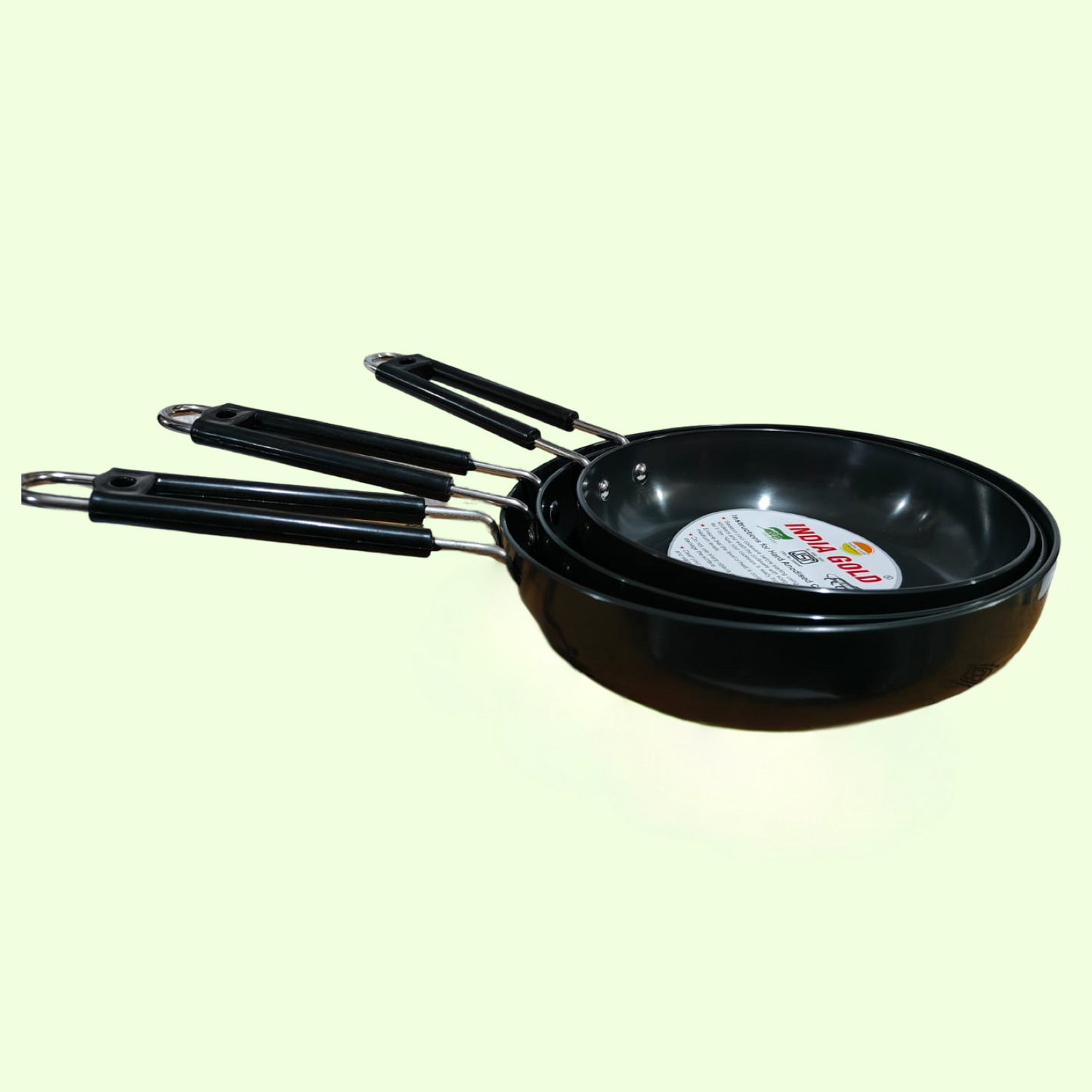 India Gold Aluminium Fry Pan - Hard Anodised, Black, Modern Style, 580g, 20 cm