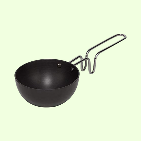 INDIA GOLD Tadka Pan Hard Anodised - Black, Modern Round Design, 11 cm