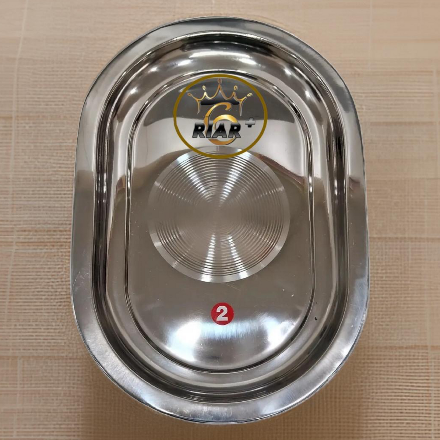 Riar Stainless Steel Silver Touch Capsule Oval Tray – Modern Style, 24 cm Length, 14 cm Width, 1.5 cm Height