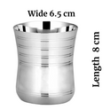 Riar  Stainless Steel Baby Damru Plain Glass Set - 6 Pieces, 6.5 cm x 8 cm