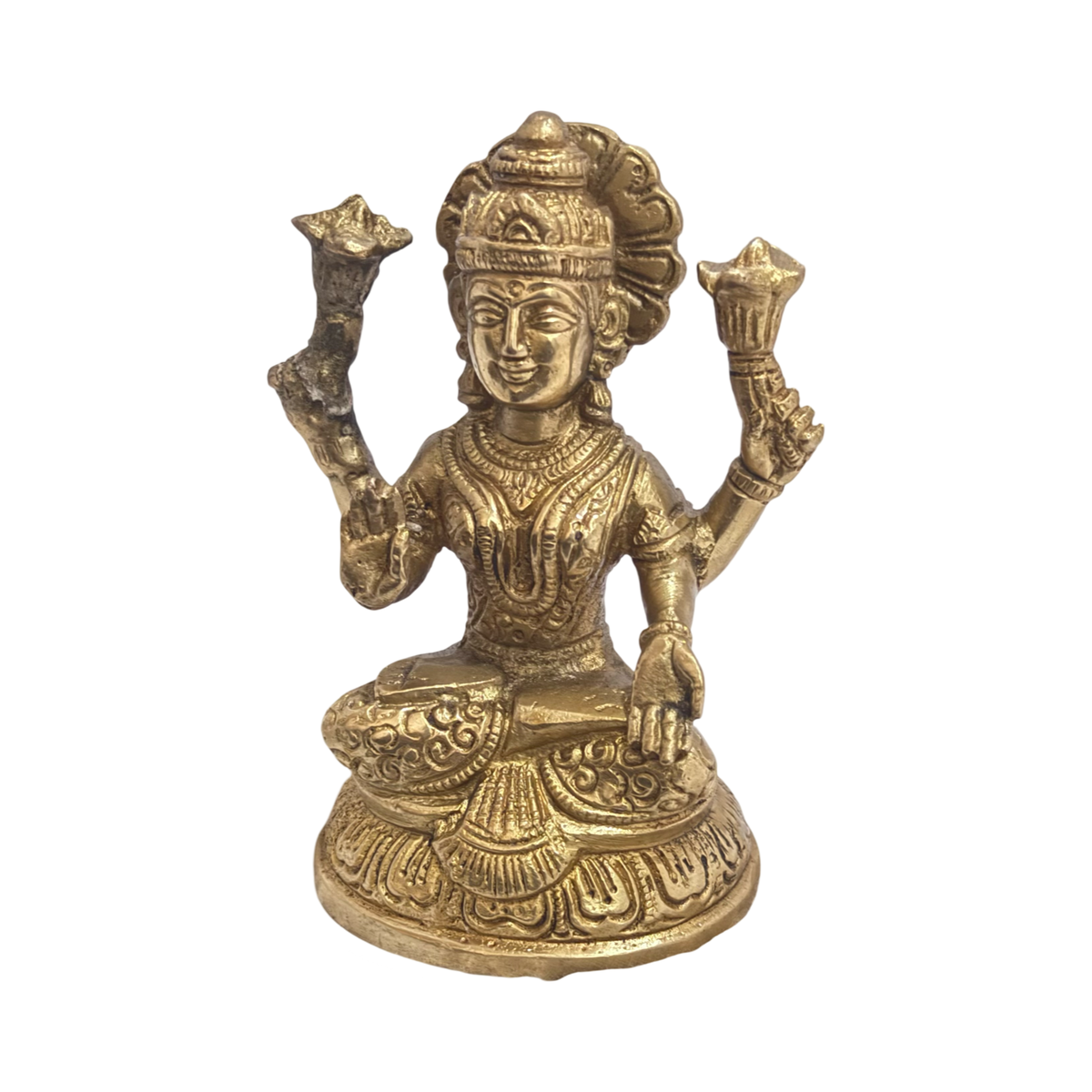 Riar Brass Laxmi Devi Idol Panchdhatu Made Maha Lakshmi Maa Murti/Statue for Home Decor, Diwali Pooja 4.5 inch height