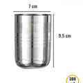 Stainless steel kitchen utensil tumbler, 300ml capacity, 7cm wide, 9.5cm tall