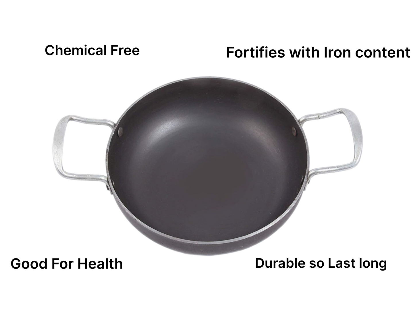 Riar Iron Kadhai Flat Bottom – Modern Round Cooking Kadhai