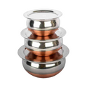 Rajat Stainless Steel Serving & Cook Handi Copper Bottom with Lid 3,5pic set