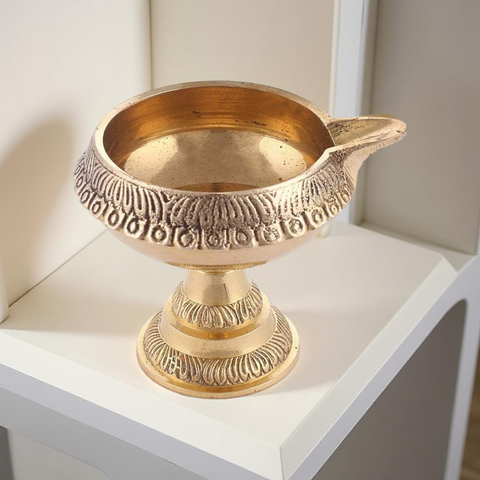 Riar Brass Diya – 2.5" x 2", Golden,