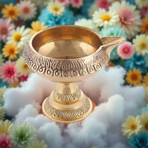 Riar Brass Diya – 2.5" x 2", Golden,