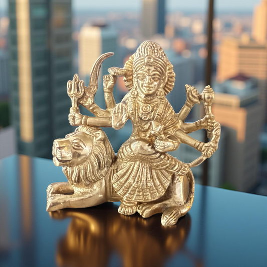 Riar Brass Durga Maa Murti – 4.5" x 3", Golden,