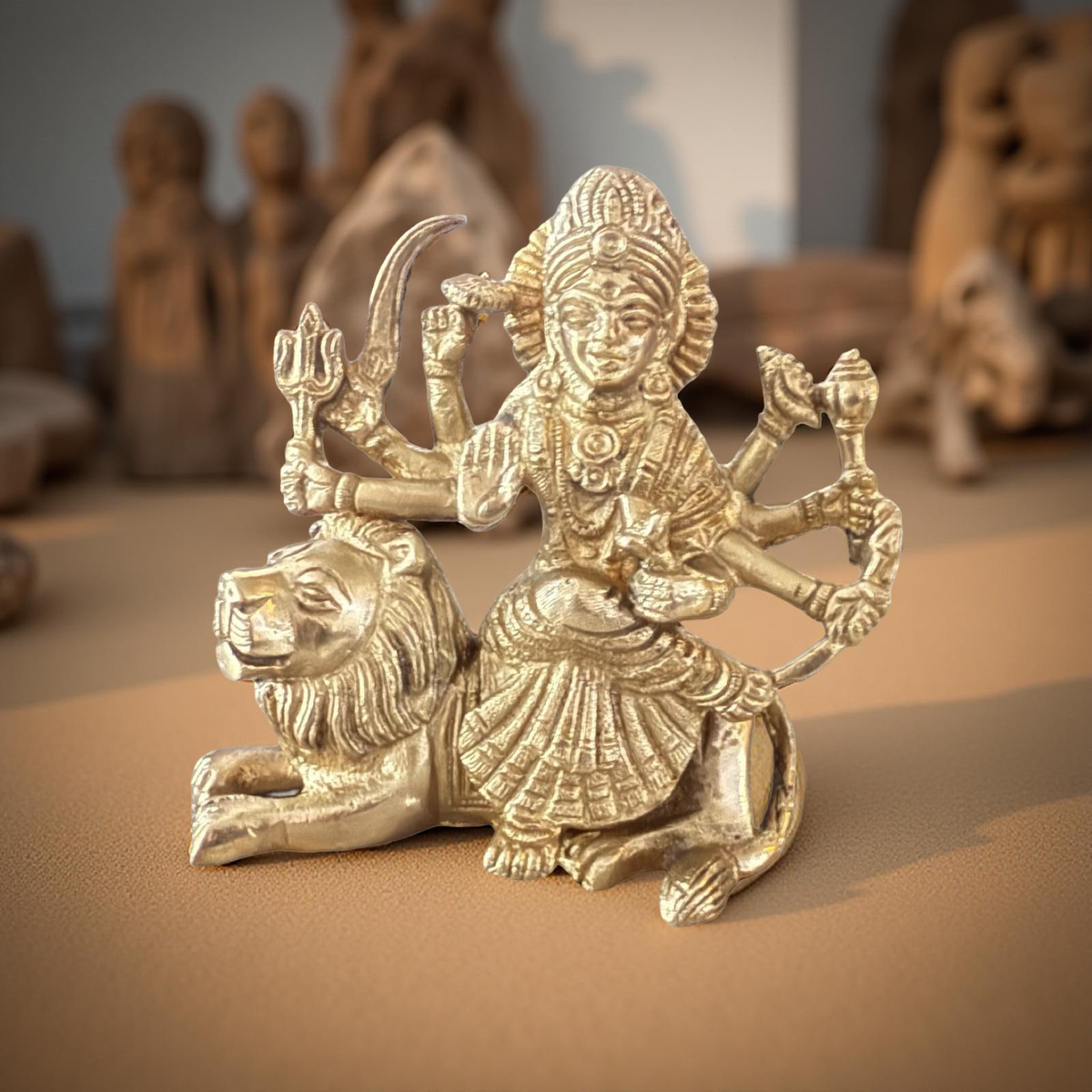 Riar Brass Durga Maa Murti – 4.5" x 3", Golden,