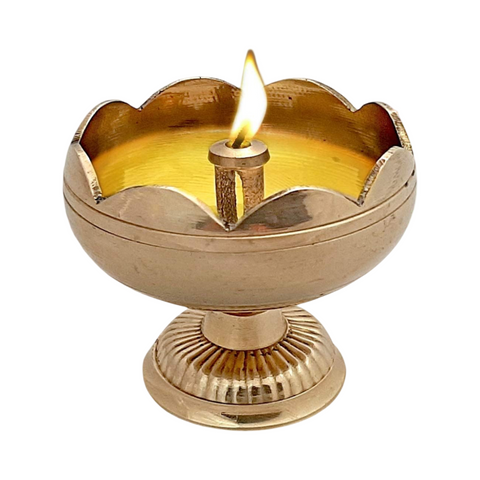 Riar Brass Flower Jyot – Traditional Pooja Oil Lamp