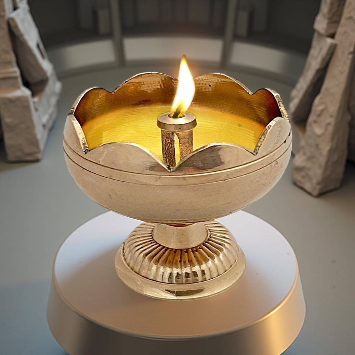 Riar Brass Flower Jyot – Traditional Pooja Oil Lamp