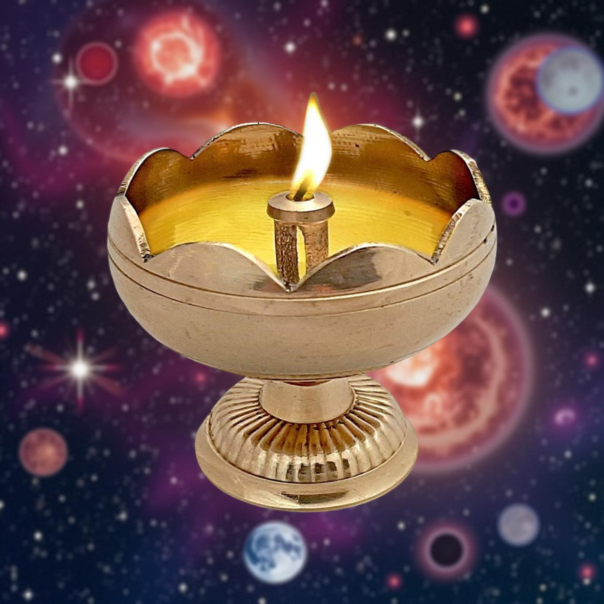 Riar Brass Flower Jyot – Traditional Pooja Oil Lamp