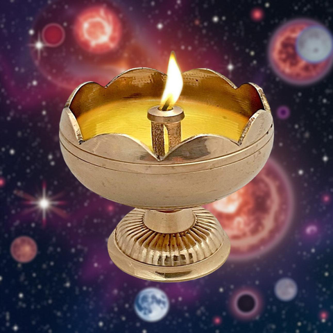 Riar Brass Flower Jyot – Traditional Pooja Oil Lamp