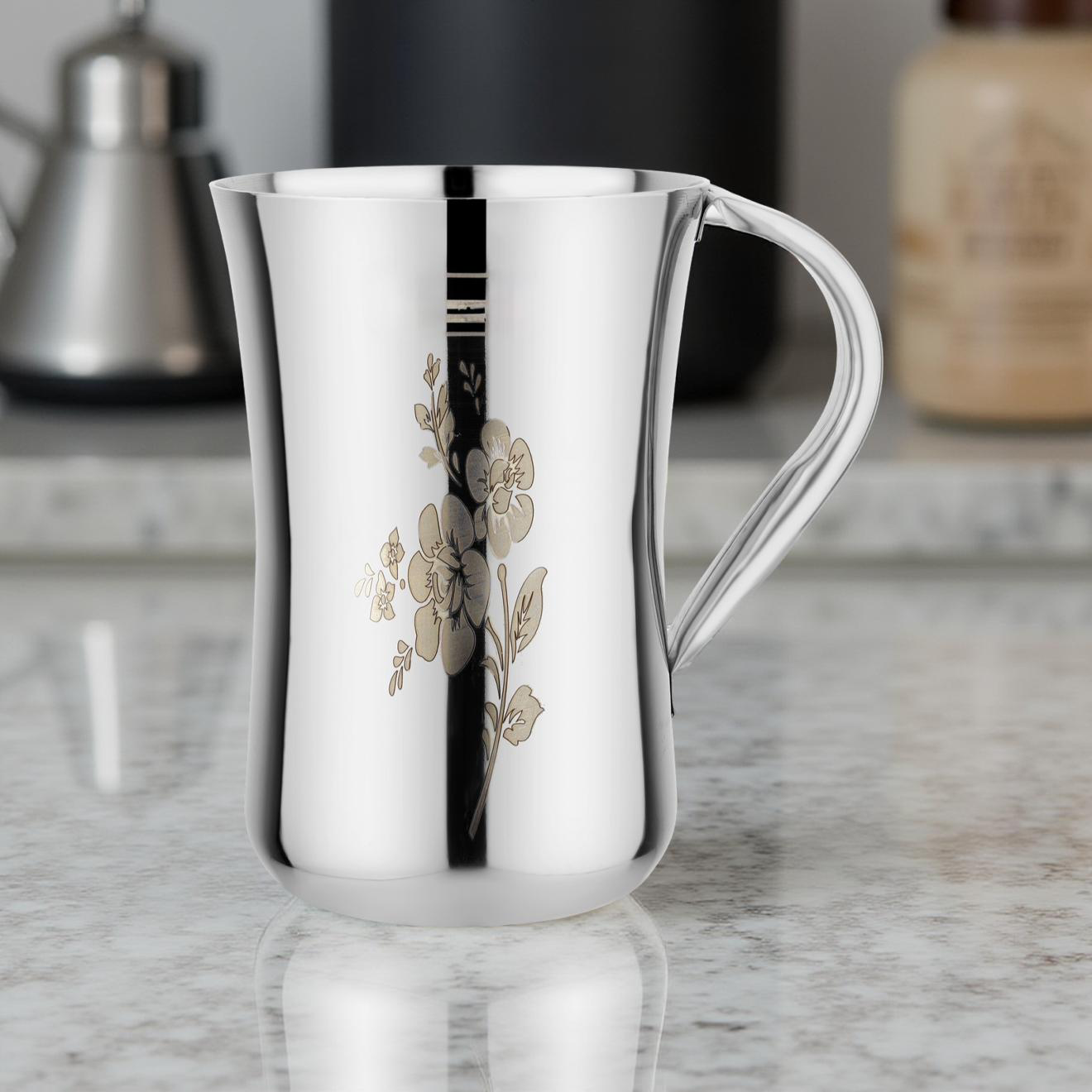 Airan Plus Stainless Steel Laser Glass with Pipe Handle – 6, 9, and 12 Pieces Sets, Silver