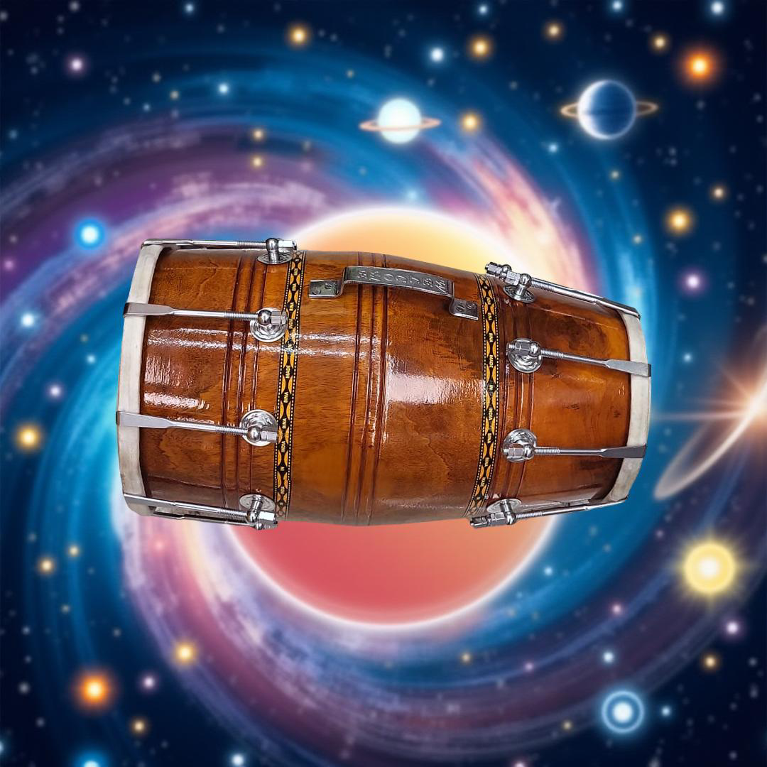 Traditional Nut & Bolt Tuned Dholak – Sheesham Wood, Brown Finish