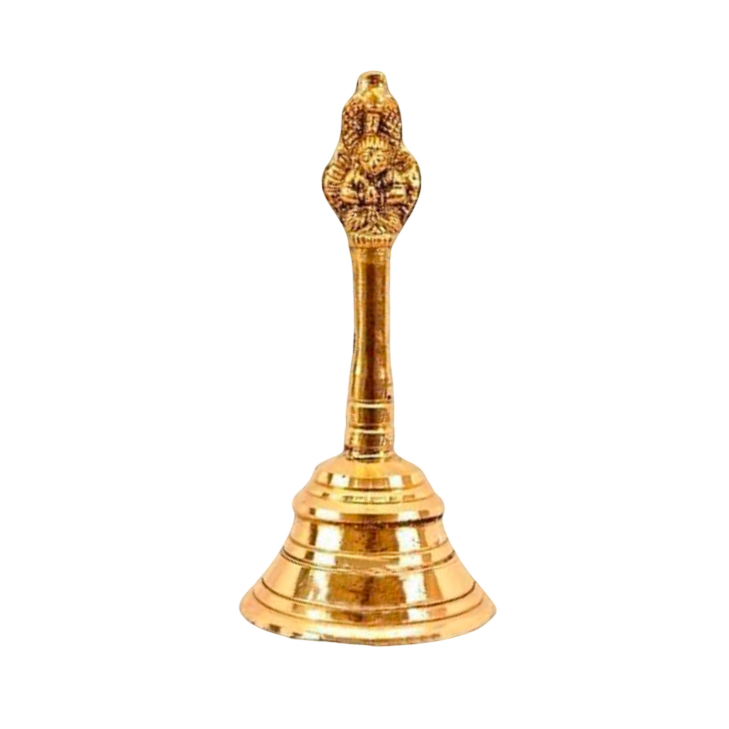 Traditional Pooja Ghanti Silver – Plated Temple Bell with Nandi