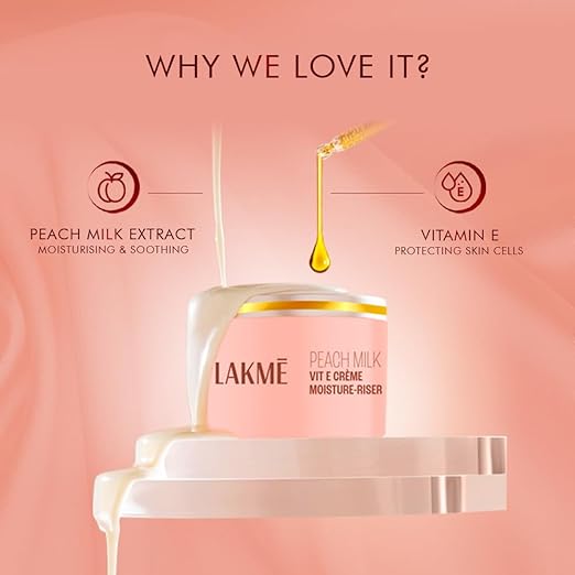 Lakmé Peach Milk Soft Crème Face Moisturizer 50 ml | 24 Hour Hydration with Peach Extract & Milk Essence