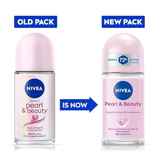 NIVEA Pearl & Beauty Roll-On – Avocado Extracts, Alcohol-Free, 50 ml