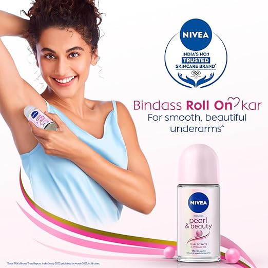 NIVEA Pearl & Beauty Roll-On – Avocado Extracts, Alcohol-Free, 50 ml
