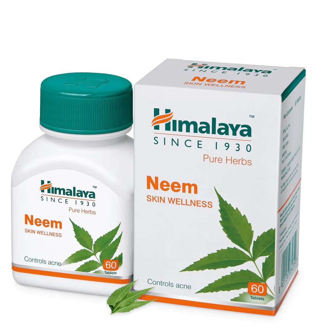 Himalaya Neem Tablets for Skin Wellness, used for acne, blood purification