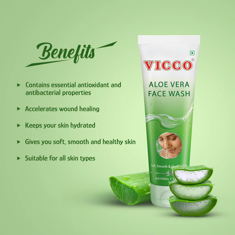 Vicco Aloe Vera Face Wash  Gentle Hydration, Natural Glow pack of 2