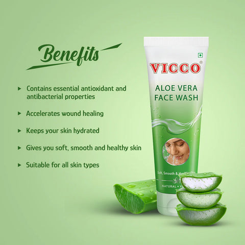 Vicco Aloe Vera Face Wash  Gentle Hydration, Natural Glow pack of 2