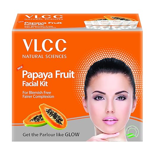 VLCC Papaya Fruit Facial Kit | With Papaya, Cucumber, Peach, and Orange Peel Extracts