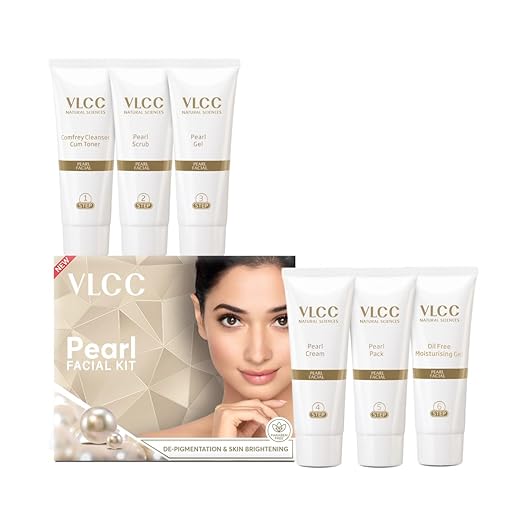 VLCC Pearl Facial Kit | At Home Facial with Pearl Extracts, Sandalwood, Turmeric & Aloe Vera 60 g
