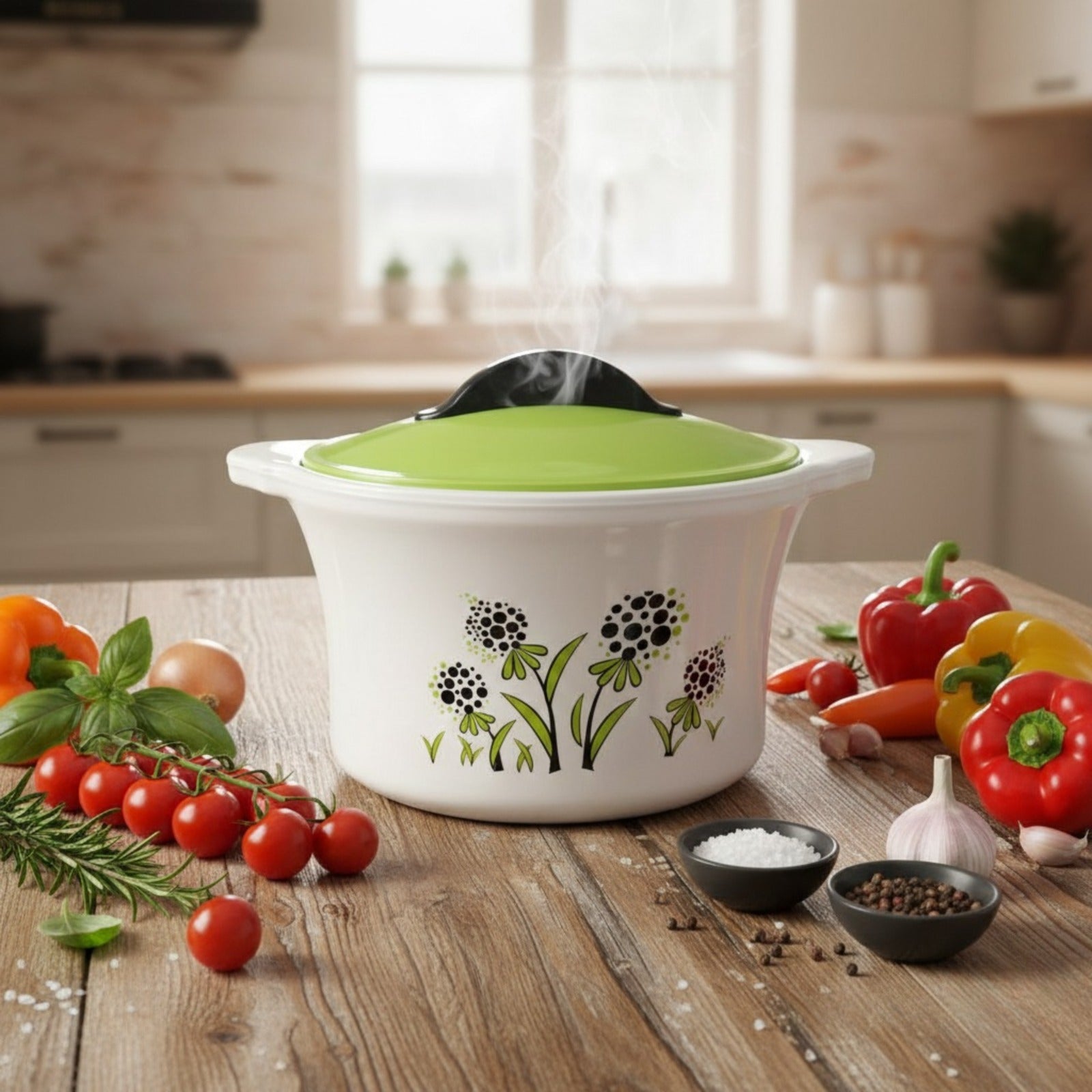 Casserole Roti Box 2800 ML, Inner Steel, Multi-Color, Modern