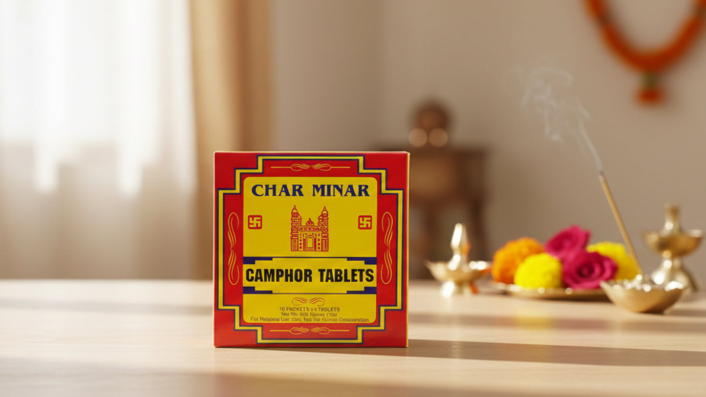 Charminar Camphor Tablets – Pure & Fragrant Camphor for Pooja and Spiritual 200g 16 cubes of 4 tablets