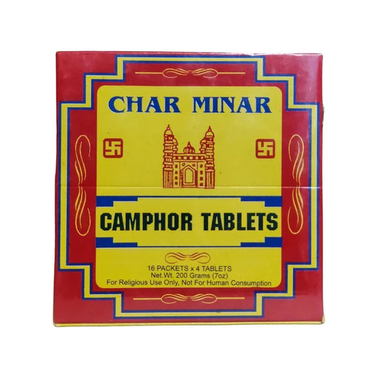 Charminar Camphor Tablets – Pure & Fragrant Camphor for Pooja and Spiritual 200g 16 cubes of 4 tablets