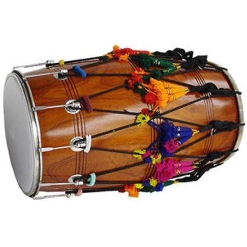 Traditional Punjabi Bhangra Dhol – Mango Wood, Natural Finish