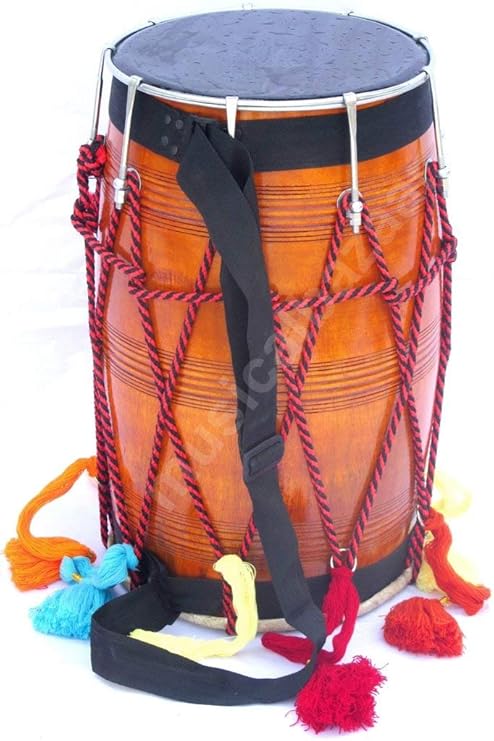 Traditional Punjabi Bhangra Dhol – Mango Wood, Natural Finish