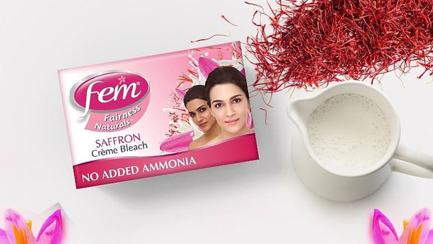 Fem Fairness Natural Saffron Crème Bleach – Skin Brightening with Saffron, Pack of 3