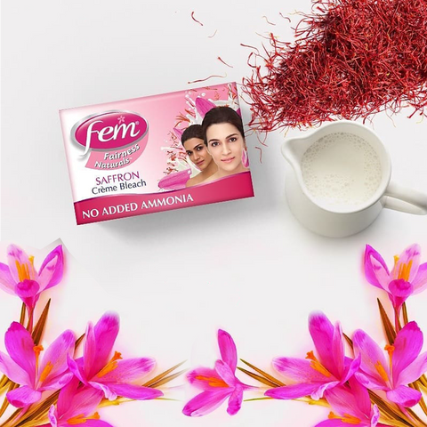Fem Fairness Natural Saffron Crème Bleach – Skin Brightening with Saffron, Pack of 3