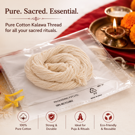 Pure Cotton Kalawa Thread Roll | Sacred Puja Mauli Dhaga for Religious Rituals & Spiritual Use