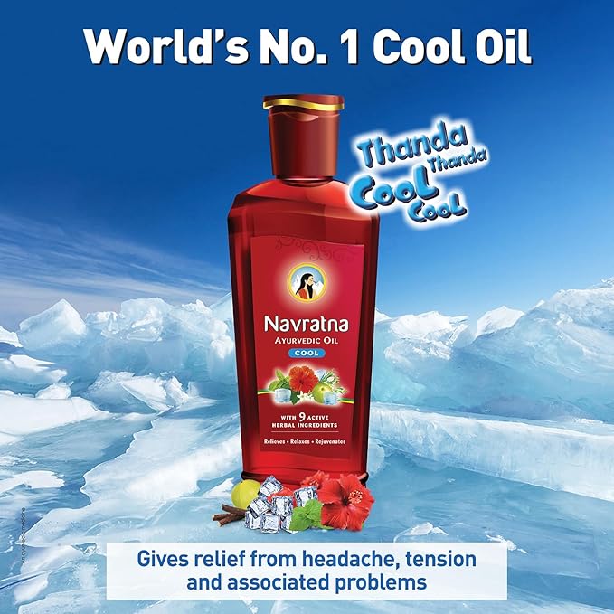 Navratna Ayurvedic Cool Oil – Stress Relief and Scalp Care, Herbal Formula 270 ml