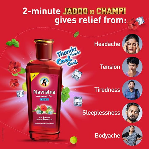 Navratna Ayurvedic Cool Oil – Stress Relief and Scalp Care, Herbal Formula 270 ml