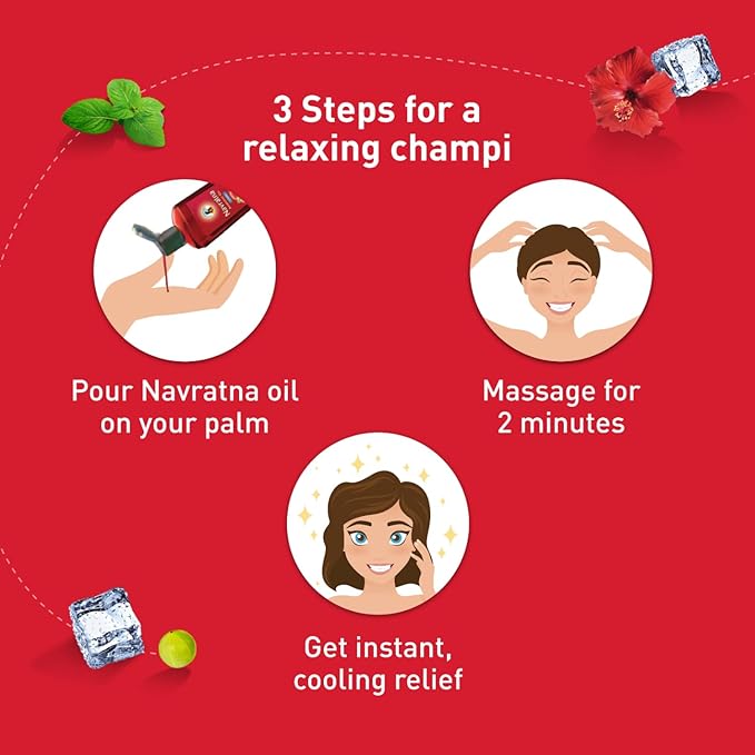 Navratna Ayurvedic Cool Oil 270 ml | Herbal Stress Relief Hair Oil for Scalp Cooling & Relaxation