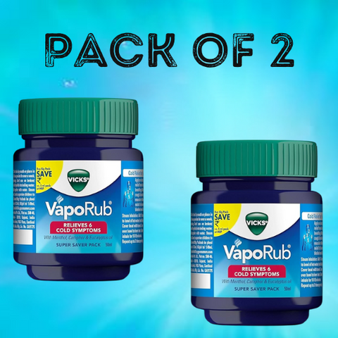 Vicks VapoRub (Pack Of 2) – Mentholated Topical Ointment for Cough & Cold Relief, 50 ml