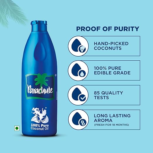 Parachute 100% Pure Coconut Oil 500 ml | Natural Nourishment for Hair, Skin & Daily Care