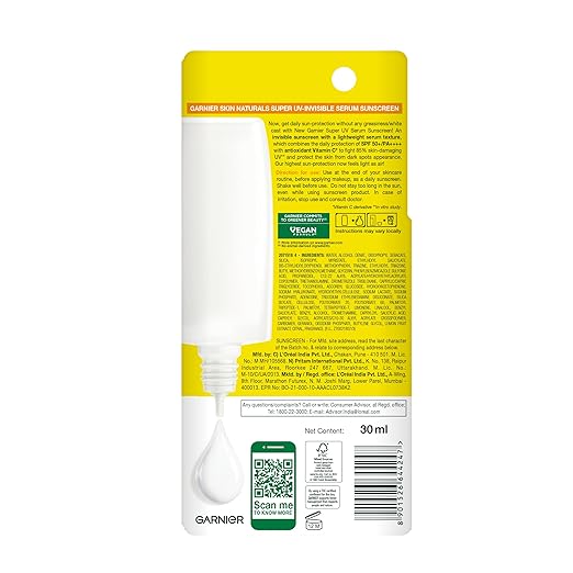 Garnier Super UV Invisible Serum Sunscreen SPF50   30ml