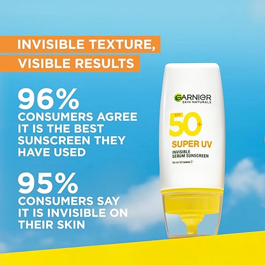 Garnier Super UV Invisible Serum Sunscreen SPF50   30ml