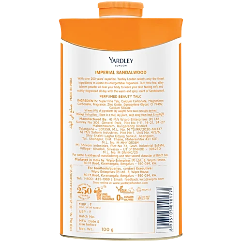 Yardley London Imperial Sandalwood Perfumed Talc 250g