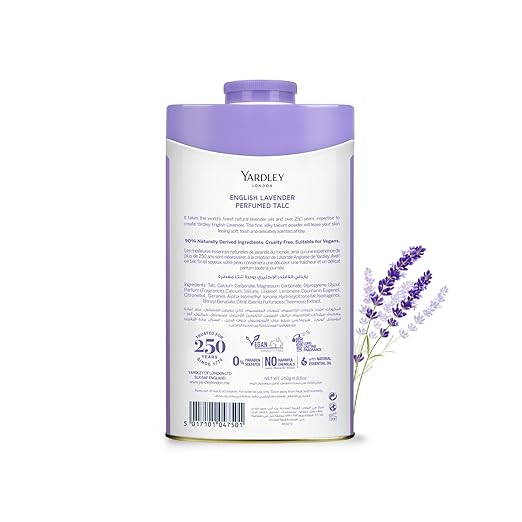 Yardley London English Lavender Perfumed Talc – Classic Fragrance 250g